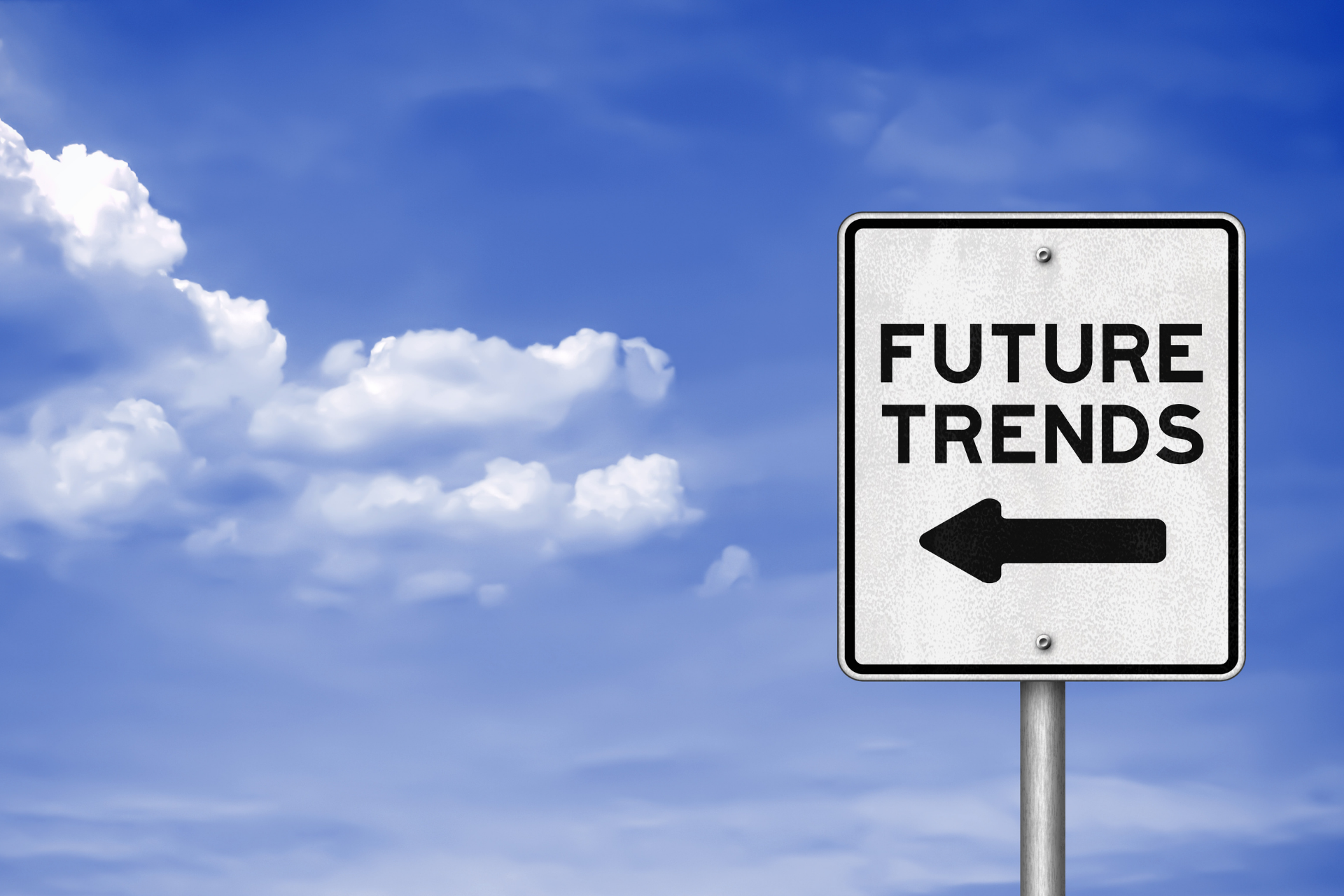 Image with a sign saying future trends
