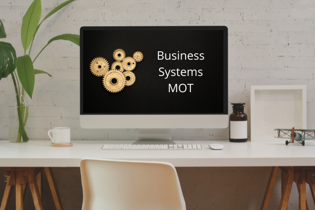 Image of computer with business systems MOT on screen